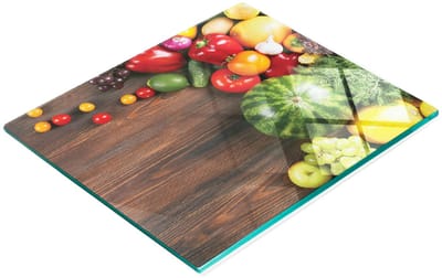 Decoratieve glazen snij- en serveerplank voor fruit en groenten, 60x52 cm
