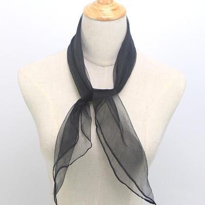 60cm Zijden Satine Haarband Chiffon Neckerchief Zonwerend Kleine Sjaal Hijabs Hoofd Nek Sjaals Snoepkleur Vierkante Sjaal Zacht zwart