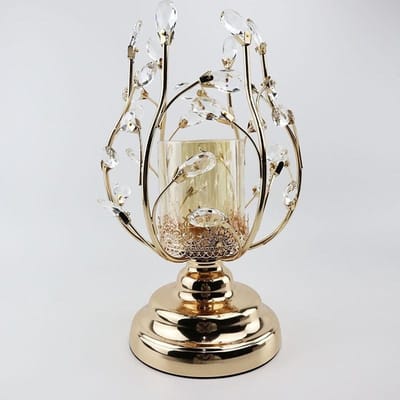 Bougeoir Européen Bougeoir en Cristal Métal Ornements Bougeoir Premium USA Accessoires Dîner aux Chandelles Table de Salle à Manger Maison Romantique beige