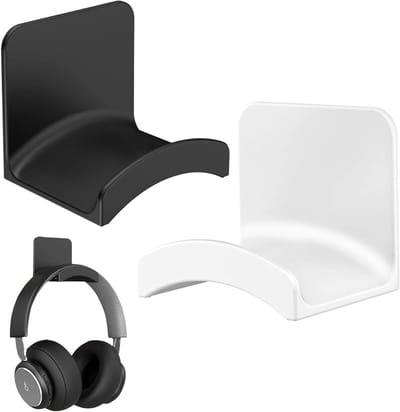 SnelShoppen - Pack van 2 Headphone Holders met Sterke Lijm, Premium Headset Houder, Wandmontage, ABS, Hoofdhanger, Multifunctionele Oordopjes Hanger v