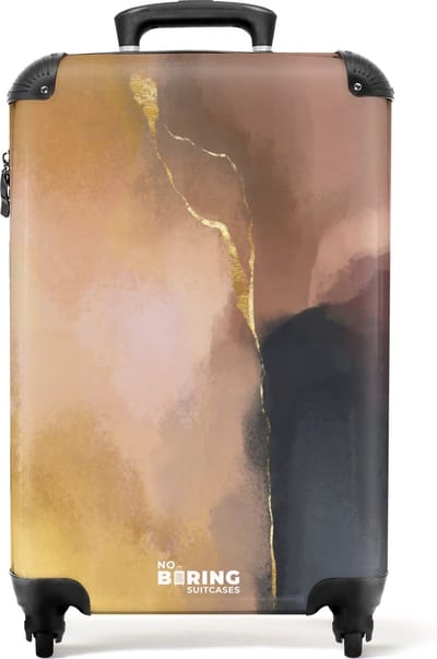 NoBoringSuitcases.com - Koffer - Abstract - Goud - Rood - Blauw - Kunst - Past binnen 55x40x20 cm en 55x35x25 cm - Trolley handbagage - Valiezen met wieltjes volwassenen - Reiskoffer op wielen - Rolkoffer lichtgewicht