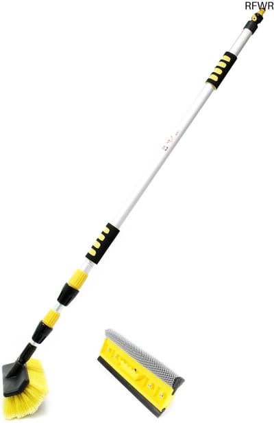 Telescopische Wasborstel - Auto Borstel - Voertuigen Reinigen - 2-in-1 Borstelkop - 145-300 cm - Geel