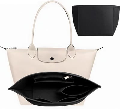 Famanu - Tasorganizer voor, vilten handtas, organizer met meerdere vakken, grote capaciteit, zakinzet-organizer voor longkam, portemonnee-accessoires voor draagtas (Zwart,L)