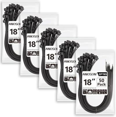 Zwarte Grote Ritsbanden 18 inch - 250 Stuks Heavy Duty