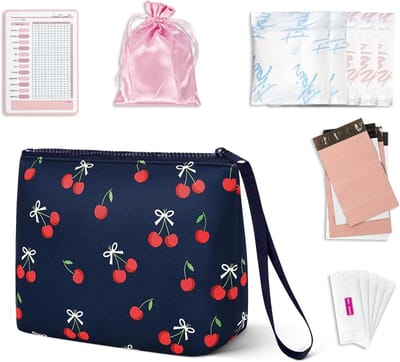 Maandverband tas - Hygiëne etui - Persoonlijke hygiëne - Compact en draagbaar - 215 x 15 x 87 cm - Kers