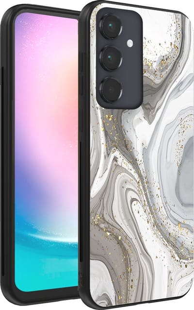 Smartphonica Telefoonhoesje geschikt voor Samsung Galaxy A24 4G met marmer opdruk - TPU backcover case marble design - Zilver geschikt voor Samsung Galaxy A24 4G