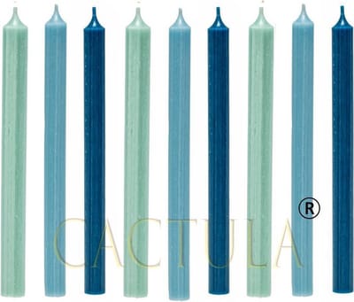 Cactula mooie lange dinerkaarsen 28 cm in 3 Trendy Kleuren 9 stuks | Blauw | Jade / Lichtblauw / Donkerblauw