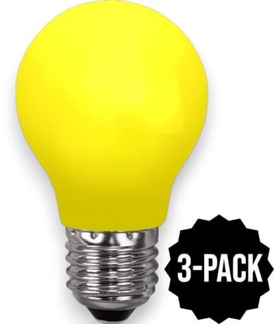 3-Pack | Prikkabel - Standaard bol - E27 - 0.9W - Geel