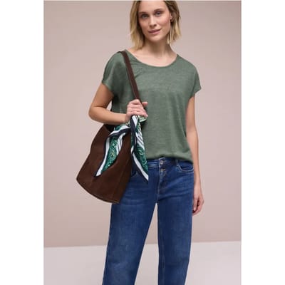 Shirt met overhangende schouders in linnenlook