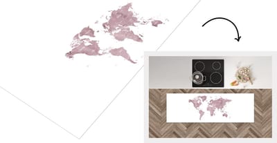 Keukenloper - Loper keuken - Kaart - Marmer - Roze - 150x50 cm - Keukenloper vinyl