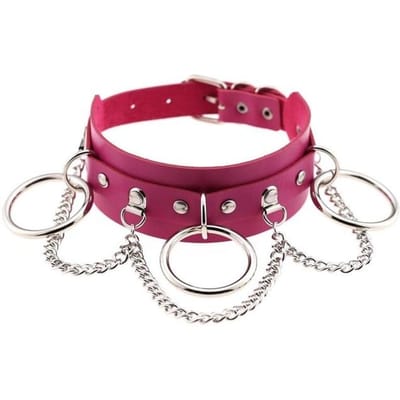 Zwarte Leren Choker Vrouwelijke Kraag Voor Vrouwen Goth Punk Ketting Harajuku Ketting Sexy Vegan Chocker Festival Meisjes Gotische Sieraden rozerode kleur