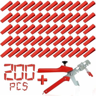 Tegel levelling systeem - 200 stuks keggen - 1 leveling tang - nivelleersysteem - rood - PP - wiggen - Keggen en tang Hulpstukken Set - voor keramische Leveling