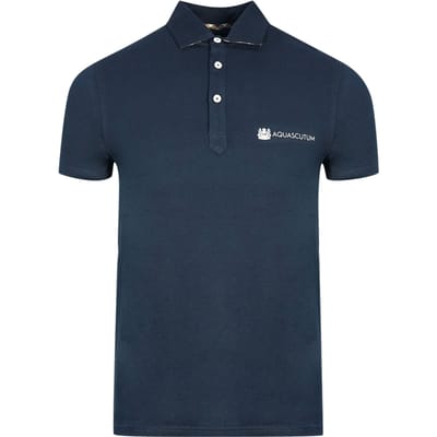 Aquascutum Aldis Crest Block Logo marineblauw poloshirt