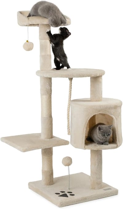 Famanu - Pluche kattenkrabpaal met comfortabele hoogte, ideaal voor binnen