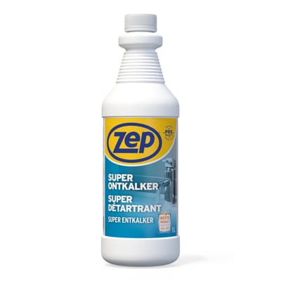 ZEP Super Ontkalker 1 L – Geconcentreerde Kalkverwijderaar tegen Kalkaanslag, Ketelsteen en Roestvlekken – Voor Porselein, Glas, Cement, Chroom en Metaal – Directe Werking