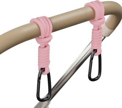 Kinderwagen Clips - Wandelwagen Haken - Handen Vrij Houden - Stevig Aluminium - 2 Stuks - Roze