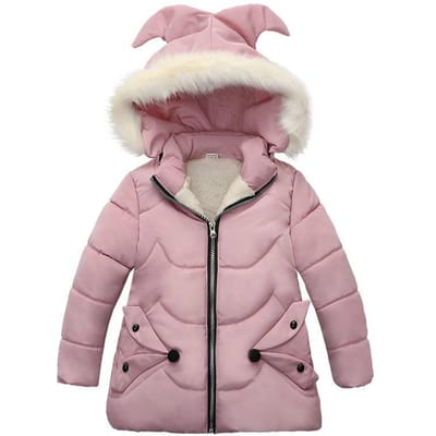 Baby Meisjes Herfst Winter Warm Schattig Donsjassen Kinderen Capuchon Bovenkleding Kinderen Verdikken Katoen Gevoerde Kleding 1-6 Jaar 120cm roze