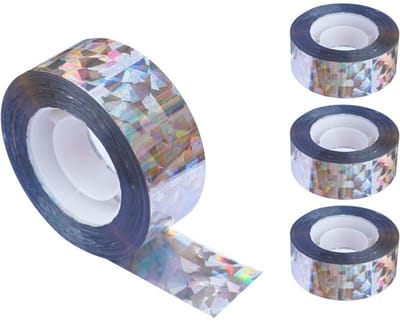 4 rollen - Reflecterende vogelwerende tape - Dubbelzijdige tape - Geschikt voor tuin, boerderij en buiten - Reflecterende vogelwerende tape om vogels af te weren (2,5 cm breed * 80 m lang)