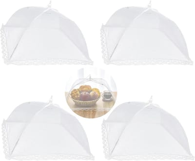 Vouwbare voedselvliegdeksel set van 4, 32 cm - Ideaal voor picknicks, barbecues en feesten