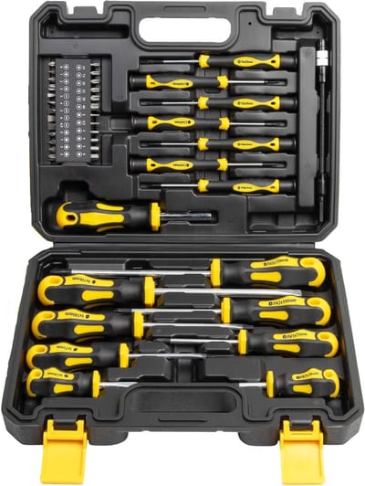 Famanu – 42-delige magnetische schroevendraaierset – Comfortgrip en opbergkoffer – Kruis- en platte koppen