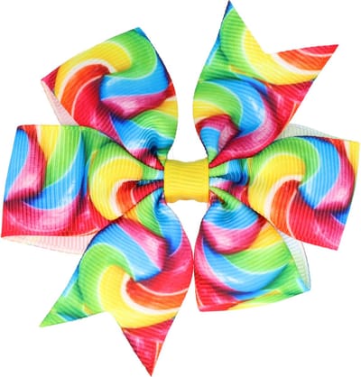 Haarsoires Haarspeld Duckklem 8cm – Strik van Stof – Regenboog – Multicolor Geel - Sterke Haarclip voor Styling & Dagelijks Gebruik - Hair Clip - Decoratieve Haaraccessoire