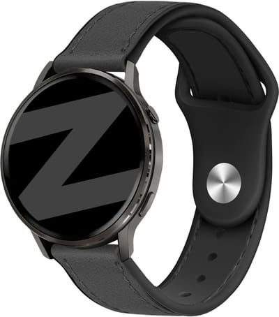 Bandz Leren 'Hybrid' bandje geschikt voor Garmin Vivoactive 6 / 5 / 3 / Vivomove / 3 / HR / Style / Luxe / Sport / Trend / Forerunner 645 / 570 / 245 / 170 / 165 / 70 / 55 / Venu / SQ / SQ2 / 2 Plus / Approach S12 / S40 / S42 / S44 / S50 - Zwart