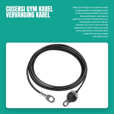 Dailygoods- Gym Kabel 5mm - Vervangingskabel - Fitness Kabelsysteem - Katrol Systeem - Thuis Gym - Maximale belasting 136 kg - Fitnesskabel