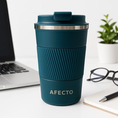koffie to go beker | coffee to go | isolerende beker cyaan | herbruikbaar | inhoud 380 ml