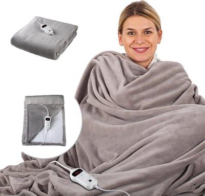 Elektrische Deken - Verwarmde Plaid - Luxe Ontspanning - 10 Warmtestanden Timer - 160 x 120 cm - Grijs