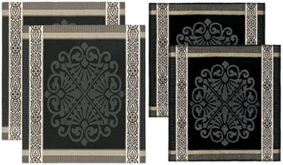DDDDD - Rozet - Keukenset - 2 Keukendoeken en 2 Theedoeken - Katoen - Print - 60x65 cm & 50x55 cm - Badstof - Grijs