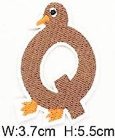 Strijk Embleem Alfabet Patch - Letter Q - Dieren - 3,7 x 5,5 cm - Letters Stof Applicatie - Geborduurd - Strijkletters - Patches - Iron On
