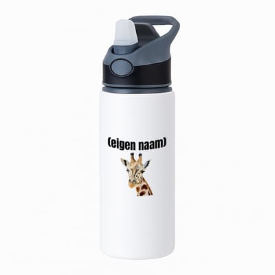 Hacebo® - giraffe met eigen naam waterfles met rietje zwart - Giraffe - giraffe liefhebbers - dieren liefhebber - leuk cadeau voor iemand die houdt van giraffen - cadeau - kado - water fles - 650ML