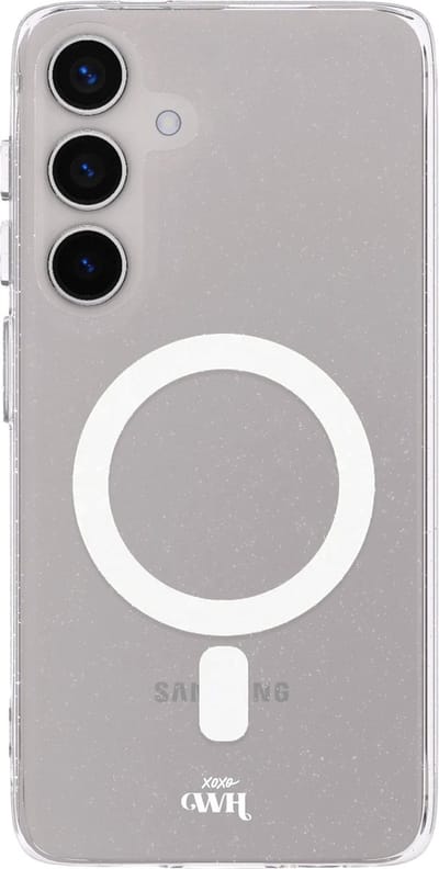 xoxo Wildhearts magnetisch telefoonhoesje - Geschikt voor Samsung Galaxy S24 Plus MagSafe - Sparkle Away Transparant - Hoesje met glitters - Shockproof case - Transparant - magnetisch hoesje