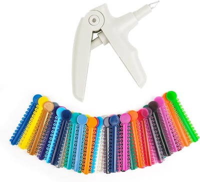 Orthodontische ligatiehulp met 40 multifunctionele elastische banden voor tanden, ligatiepistool en elastische tandenligator