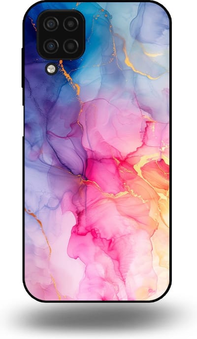 Smartphonica Telefoonhoesje geschikt voor Samsung Galaxy A12 met marmer opdruk - TPU backcover case marble design - Regenboog geschikt voor Samsung Galaxy A12