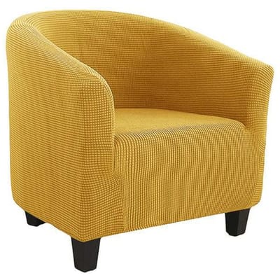 Jacquard-Patroon Stretch Club Bankhoes Enkele Fauteuilhoes Effen Huisboogvormige Stoelhoezen Ontworpen Voor Woonruimte Huisdier Kind Bank 1 Piece geel