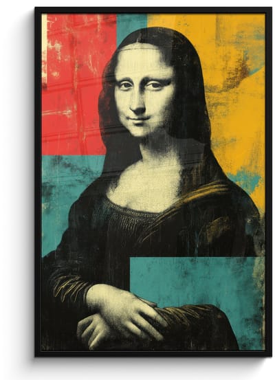 Poster in lijst - Fotolijst 80x120 cm - Posters - Vrouw - Kleurvlakken - Klassieke schilderkunst - Posterlijst zwart - Decoratie - Wanddecoratie woonkamer - Muurdecoratie slaapkamer