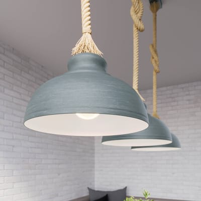 Lindby - hanglamp - 3lichts - metaal, kabel - H: 16 cm - E27 - beton