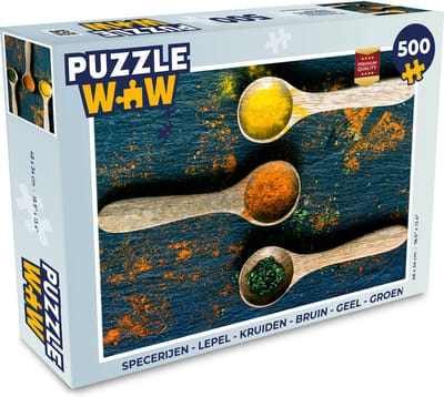 Puzzel Specerijen - Lepel - Kruiden - Bruin - Geel - Groen - Legpuzzel - Puzzel 500 stukjes