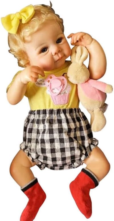 Babypop Meisje - Herborn pop - Cadeau geven - Handgemaakt lichaam - 48 cm - Blauwe ogen
