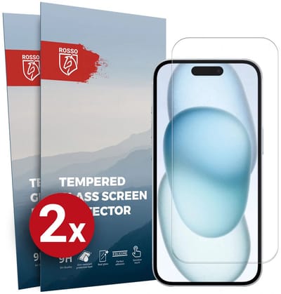 Rosso Screen Protector Geschikt voor Apple iPhone 15 Plus 9H Tempered Glass | Duo Pack | Glasplaatje | Beschermlaag | Beschermglas | 9H Hardheid