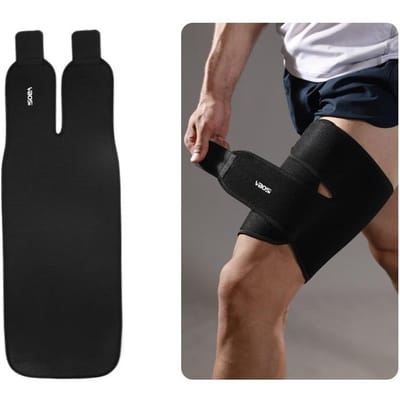 1 pièce Manchon de compression professionnel pour cuisse Réglage bidirectionnel Pour Course à pied Basketball Fitness Protection Sportive noir