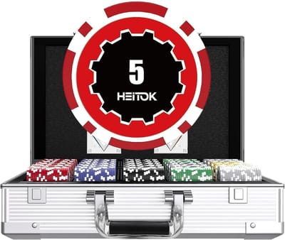 Thijox - Pokerset 1000 Pokerchips 11,5g Genummerd Texas Holdem Koffer Alu | 2-20 Spelers, Leesbare Waarden 1/5/25/50/100/500/1000, Inclusief Kaarten,