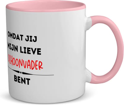 Akyol - omdat jij mijn lieve schoonvader bent koffiemok - theemok - roze - Vader - de liefste schoonvader - vader cadeautjes - vaderdag - verjaardag - geschenk - kado - 350 ML inhoud