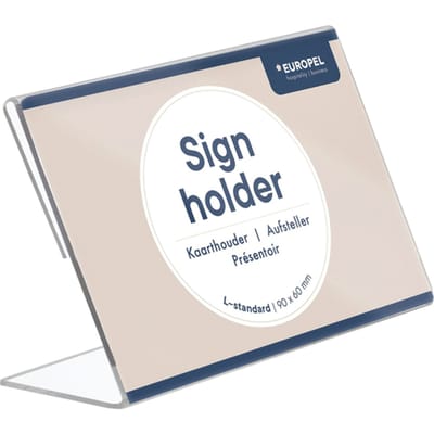 Kaarthouder Europel Liggend - L-standaard - 9 x 6 cm - Transparant