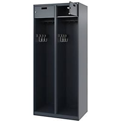 Brandbestrijdingskast C+P Evolo PRAKTUS, 2 vakken, met sokkel, vloerglijders, B 800 x D 500 x H 1850 mm, RAL 7016 antracietgrijs