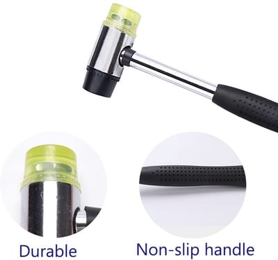 Dailygoods- Rubberen Hamer Dubbelzijdig - 4 Vervangende Koppen - Antislip Handvat - Duurzaam Staal/Rubber - Voor Lederen Ambachten/Hout