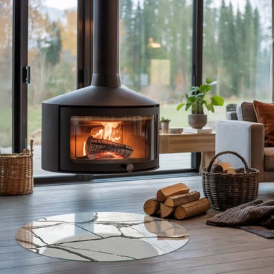 Coloray Vloerplaat Houtkachel - Plaat voor Onder Kachel - 90 cm x 90 cm - Kachel Vloerplaat - Wit Vloerplaat Kachel - Plaat Kachel - Vloerplaat Openhaard - Houtkachel Accessoires - Onderplaat