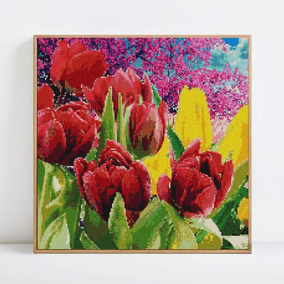 Peinture diamant pierres rondes, fleurs, mosaïque, vente de photos de fleurs 30x30 yellow