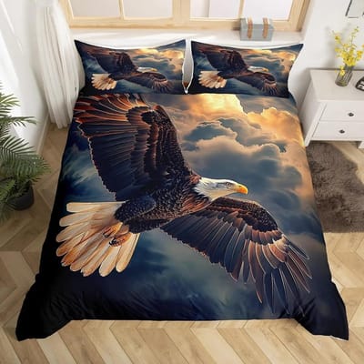 Eagle Dekbedovertrek Set Queen Size Voor Volwassenen Dierenpatroon Beddengoed Set Stijlvolle Decoratieve Vogel Dekbedovertrek AU Single(140*210cm)3pcs